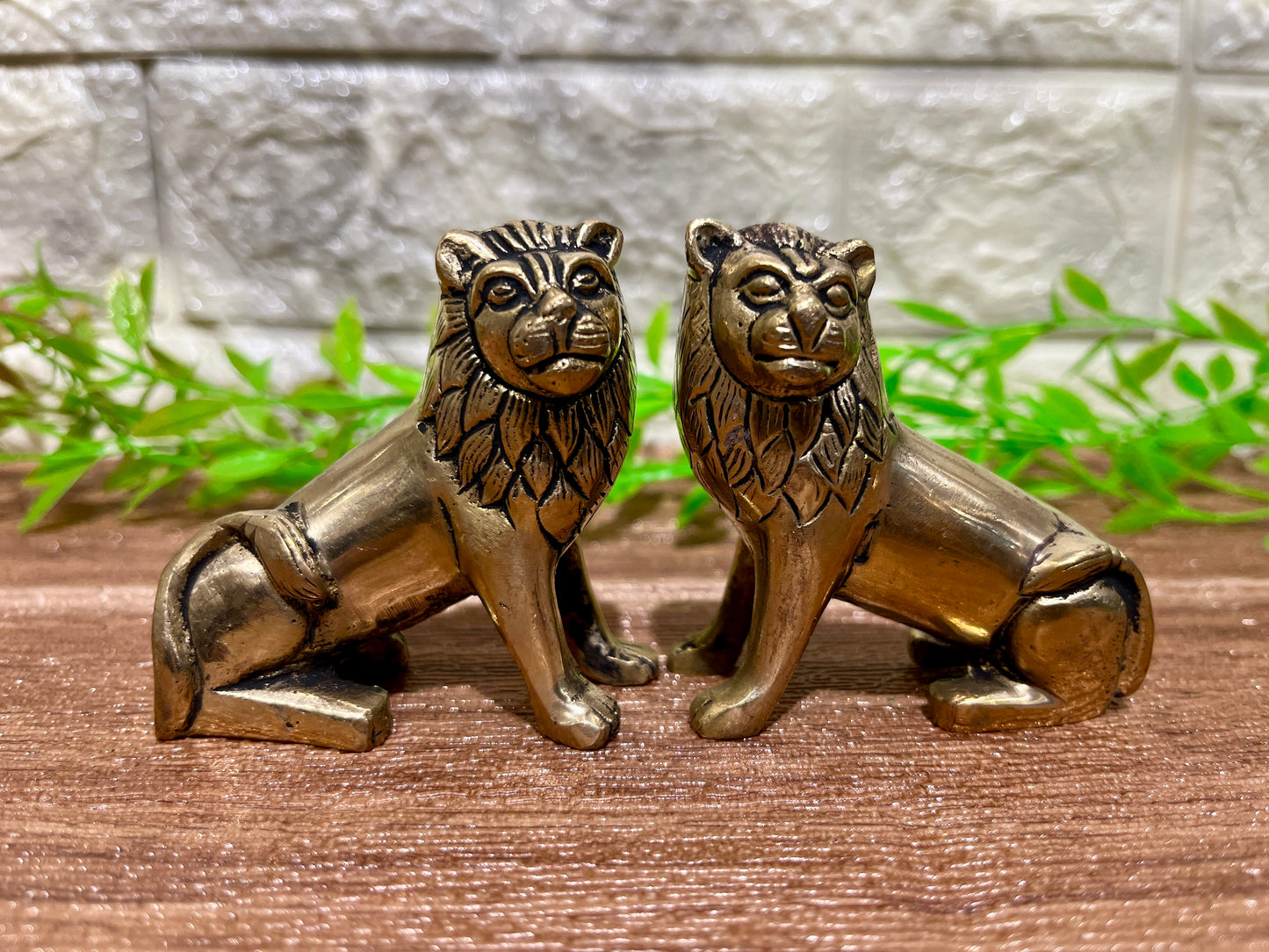 Brass Lion and Lioness Home Decor (set of 2)