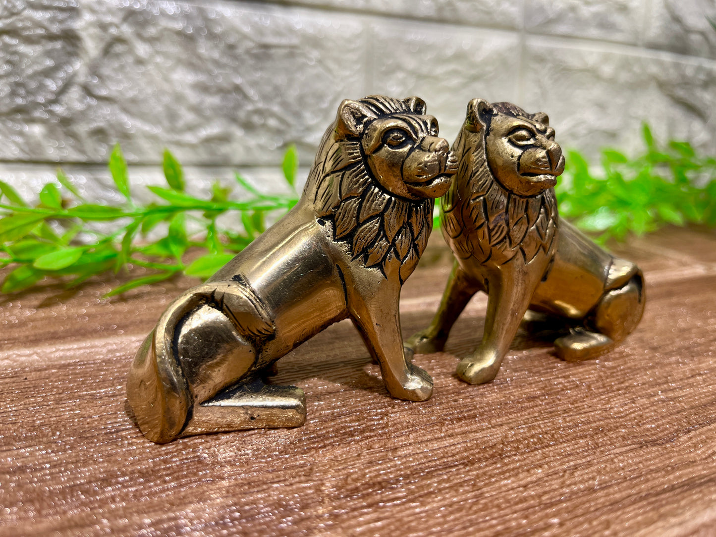 Brass Lion and Lioness Home Decor (set of 2)