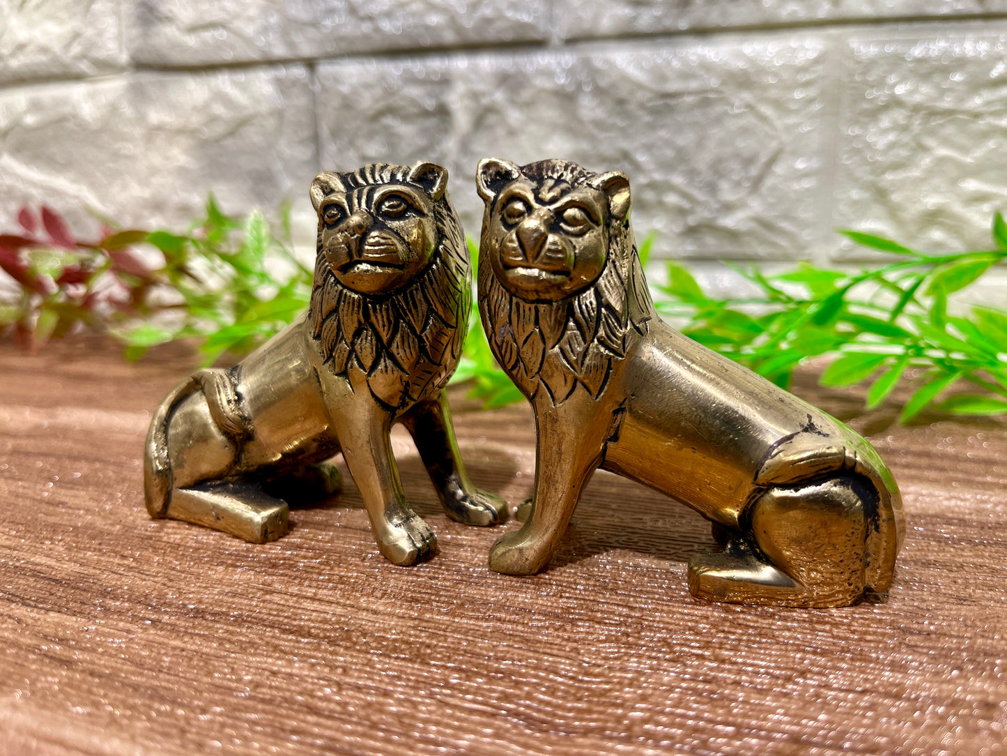 Brass Lion and Lioness Home Decor (set of 2)