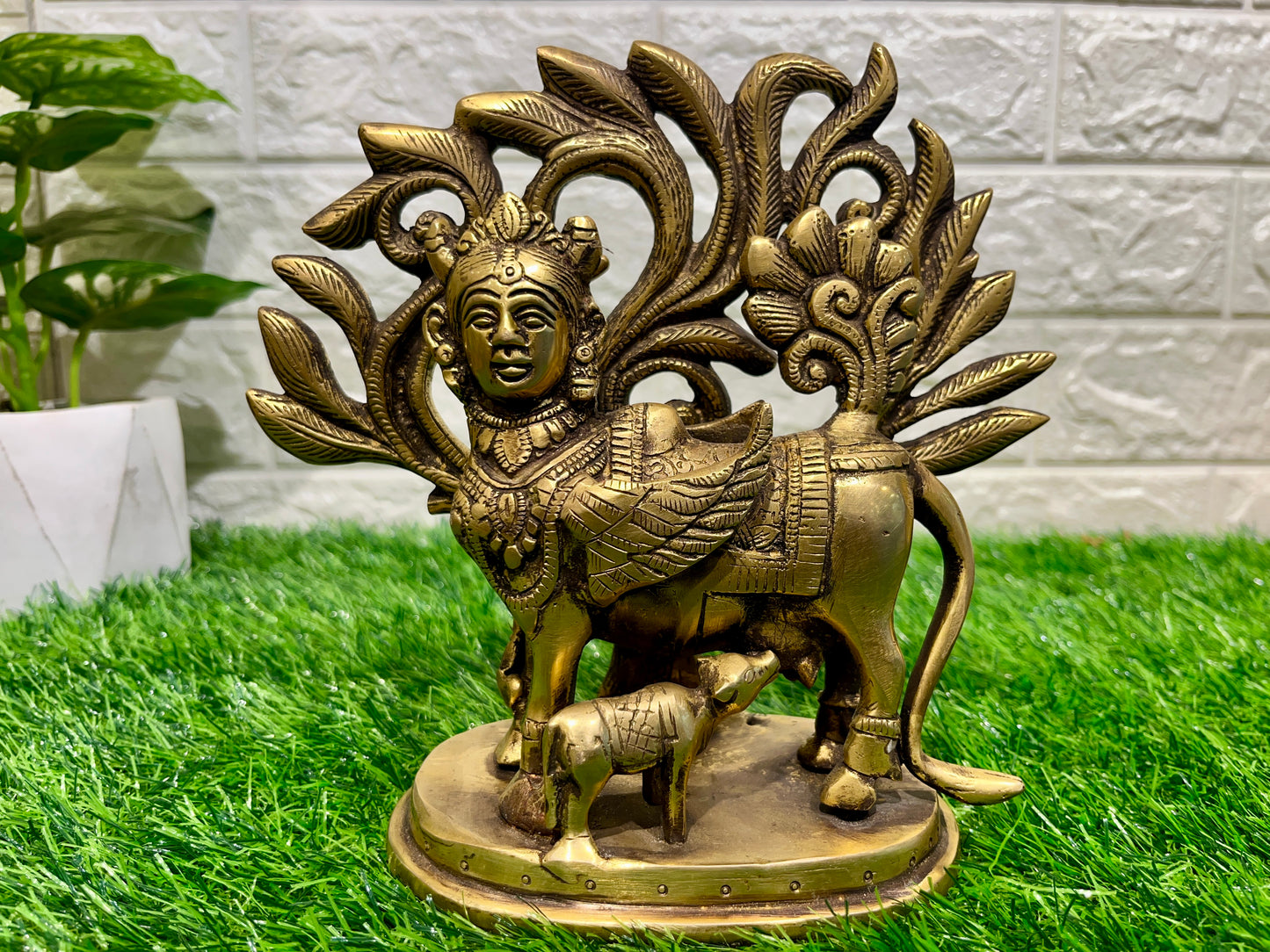 Brass Kamdhenu Cow with Calf