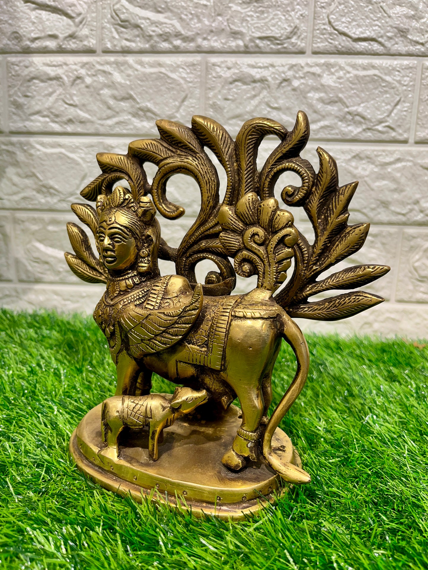 Brass Kamdhenu Cow with Calf