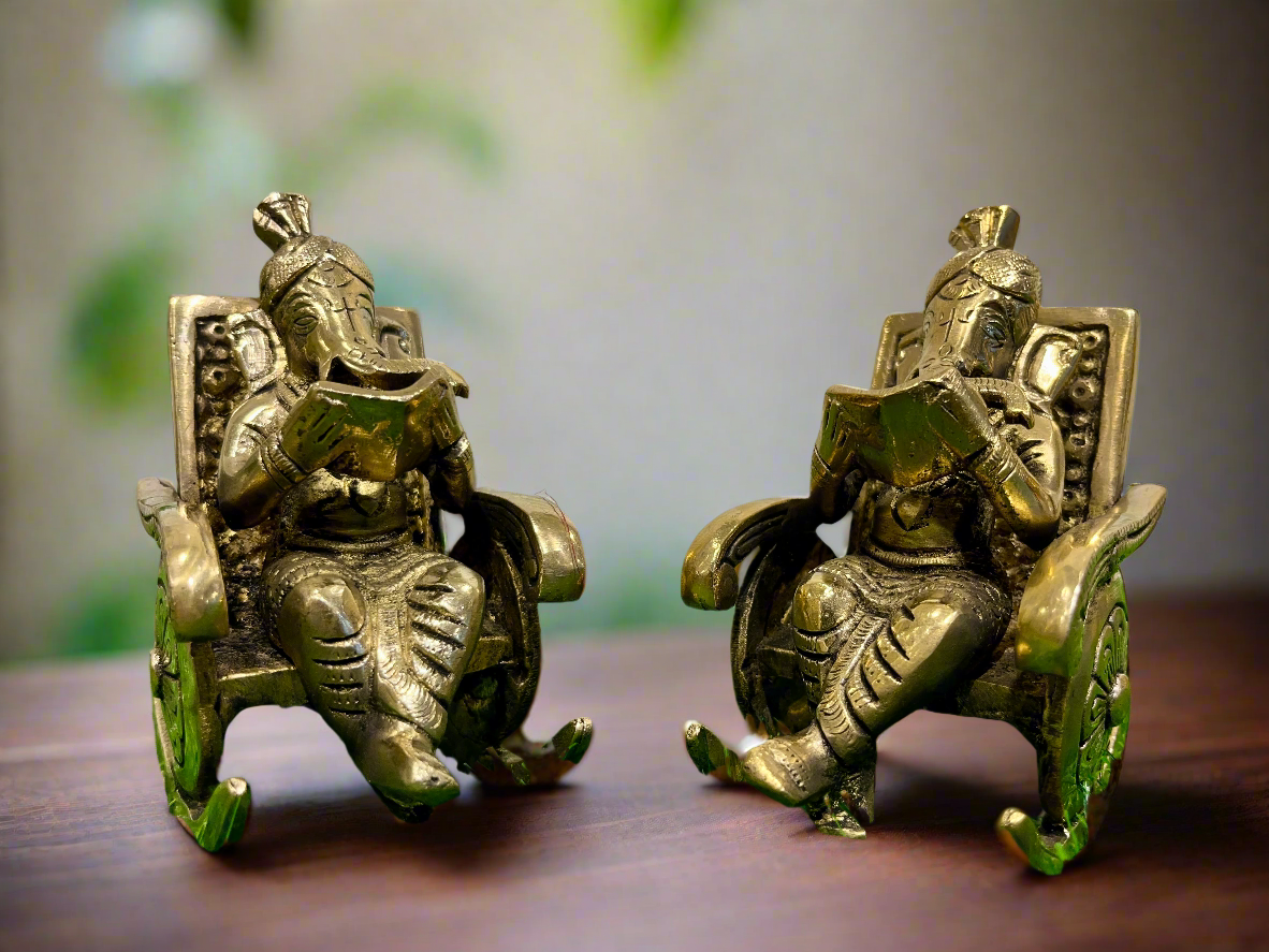 Brass Ganesh on Rocking Chair