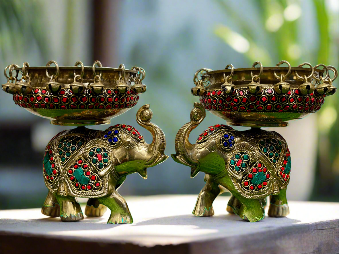 Traditional Brass Elephant Urli