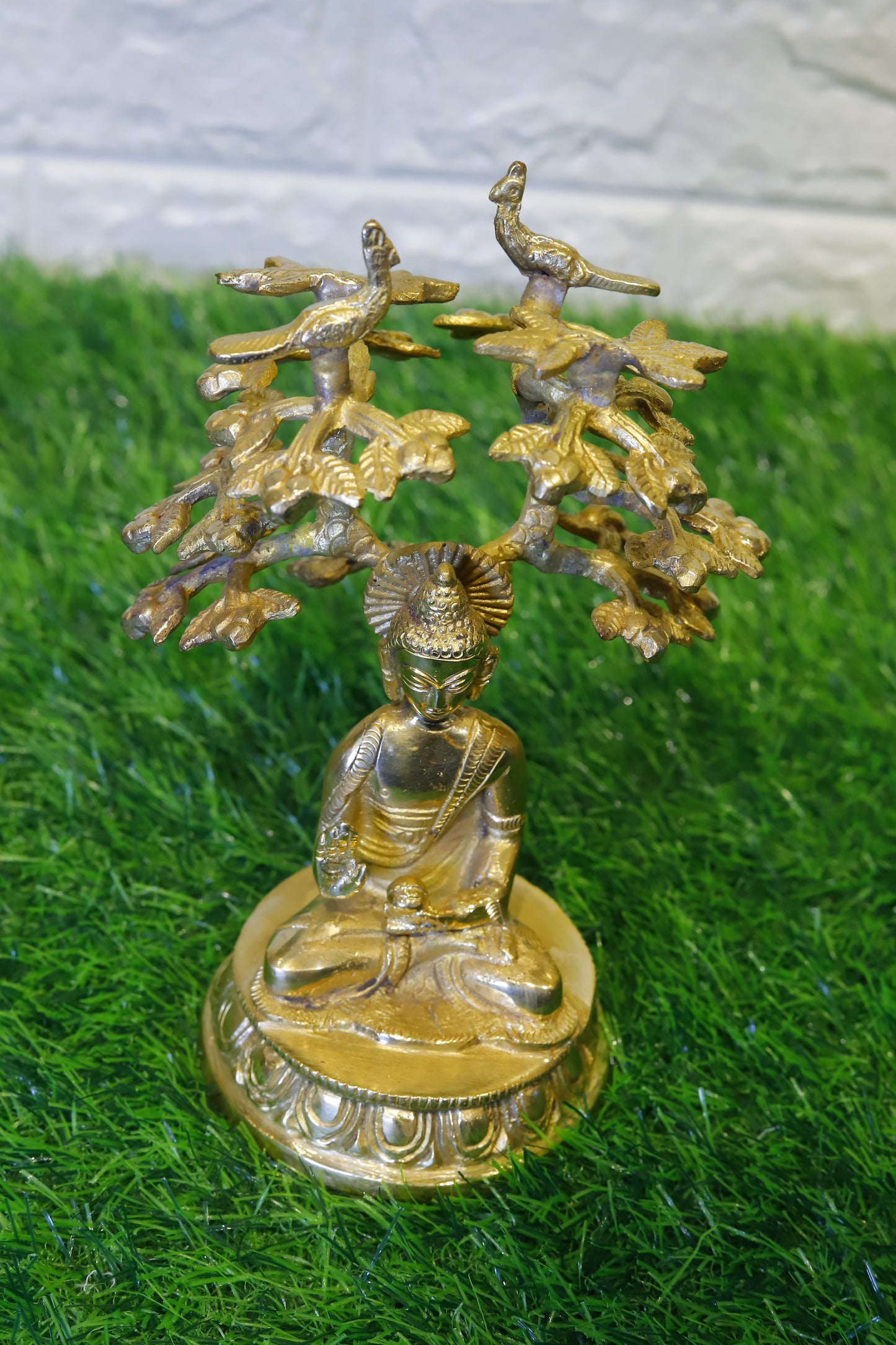 Brass Lord Buddha Ashirwaad under Tree