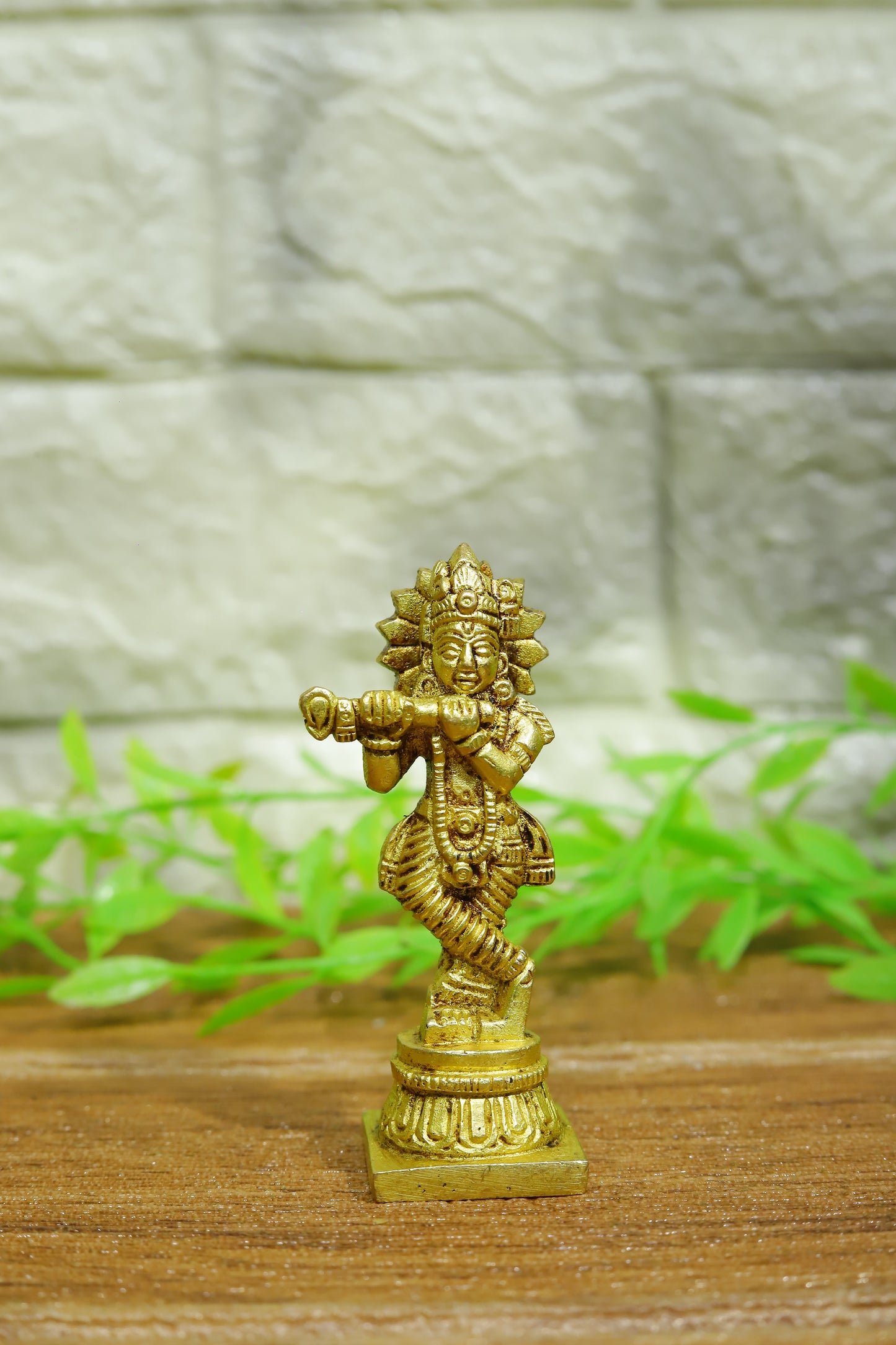 Brass Lord Krishna playing Flute