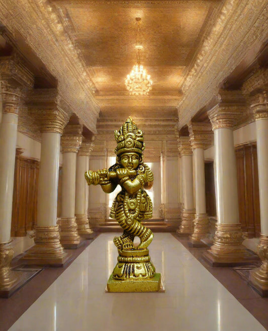 Brass Lord Krishna with flute