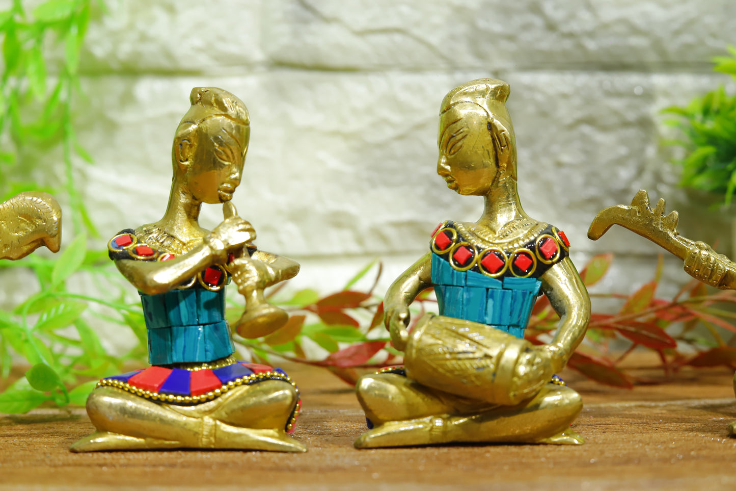 Joyful Brass Musical Set with Stone Work | 4 Piece Musician Idol