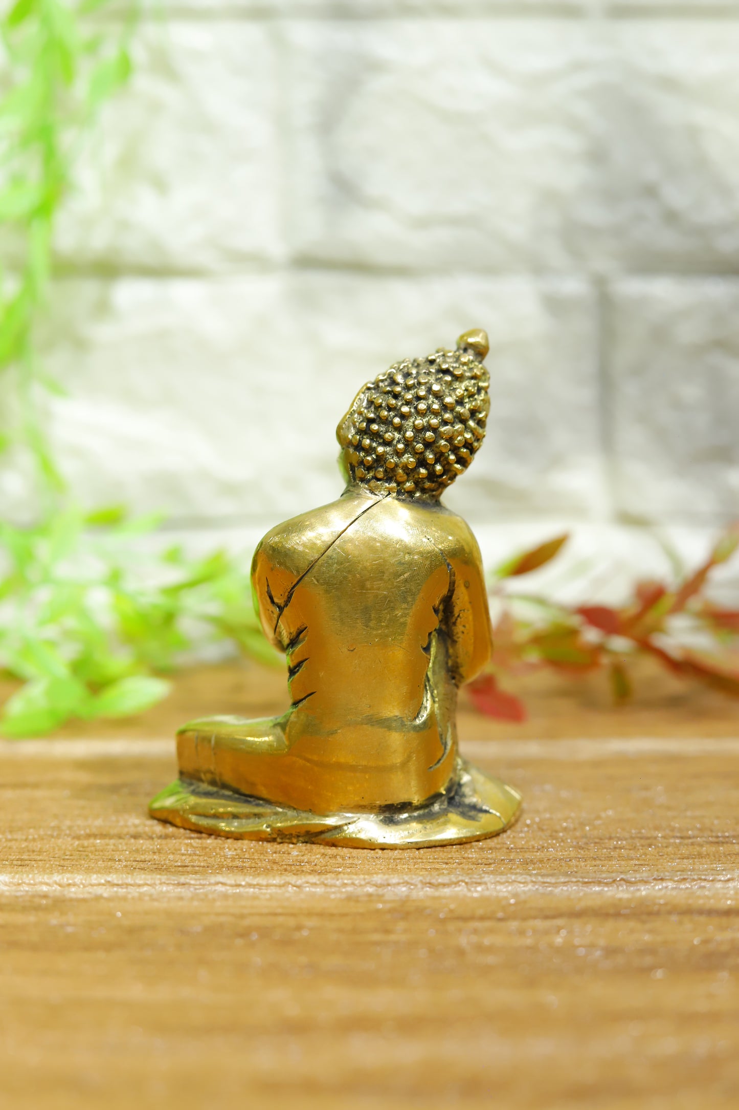 Brass Gautam Buddha Idol in Gold Color with Tilted Head on Knee