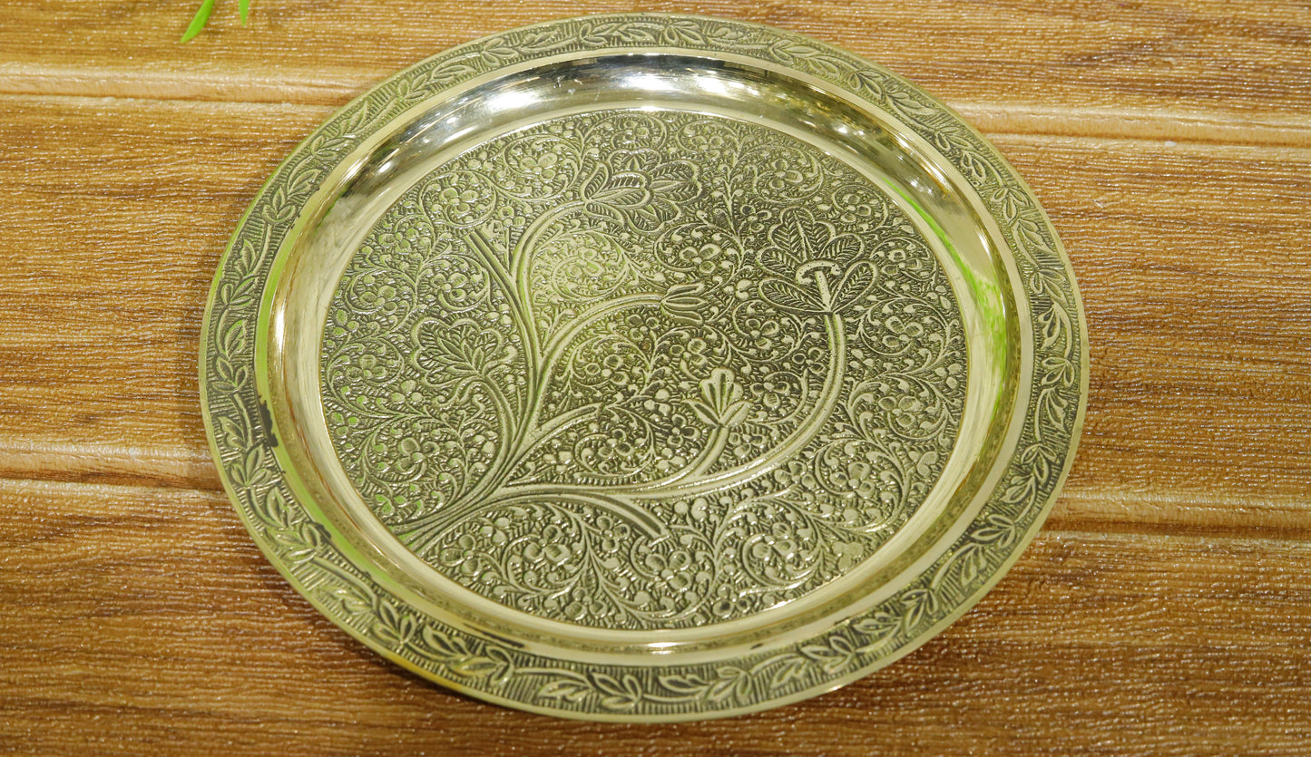 8" Brass Antique Luxury Pooja Thali Set