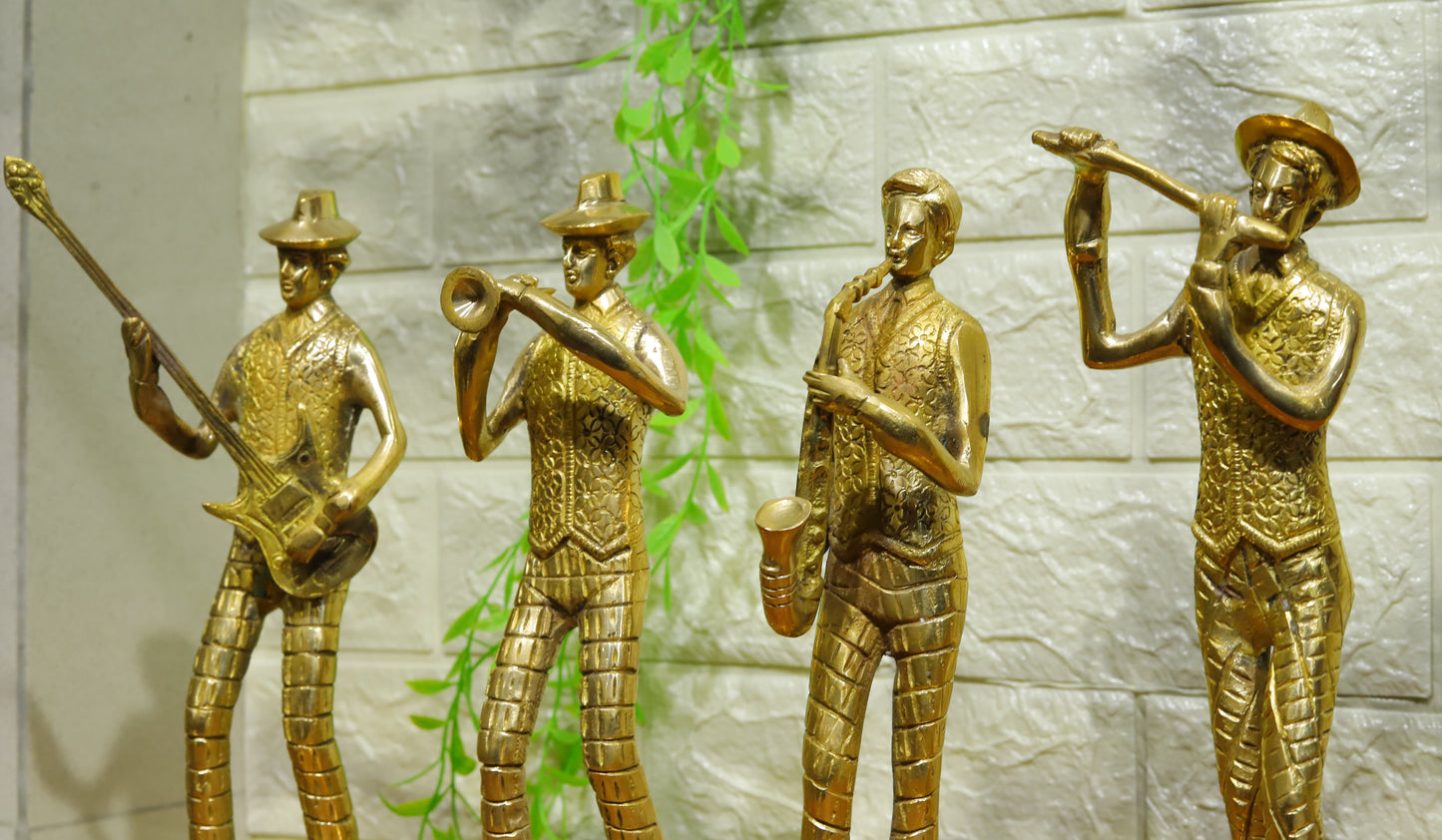 Brass Musical Decorative 4 Man Playing Music Instruments