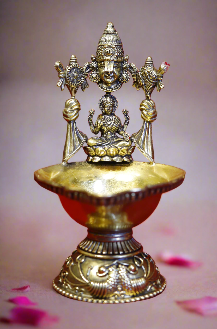 Superfine Brass Tirupati Balaji with Lakshmi Diya