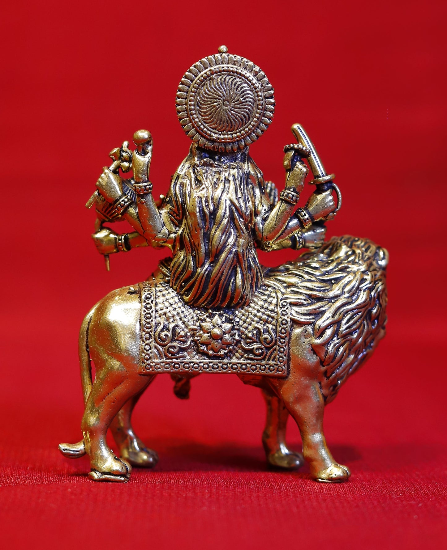 Superfine Brass Goddess Shera wali Maa Sculpture