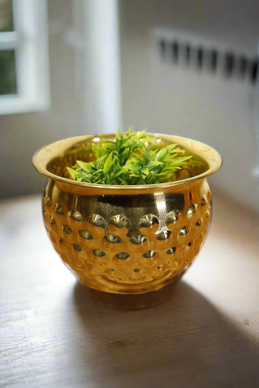 Brass Dotted  Bowl Shaped Planter Pot