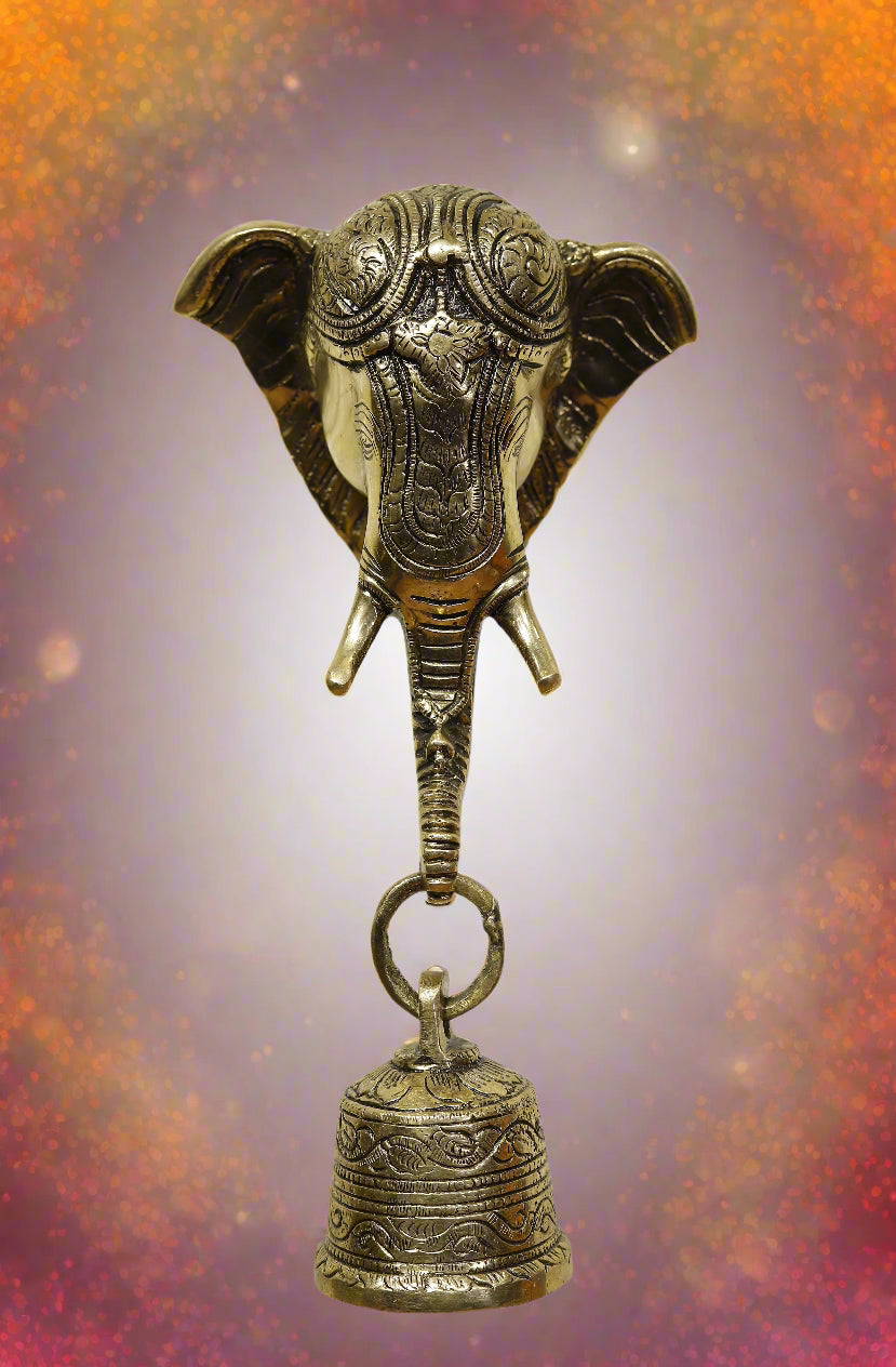 Brass Ganesha With Bell Wall Hanging