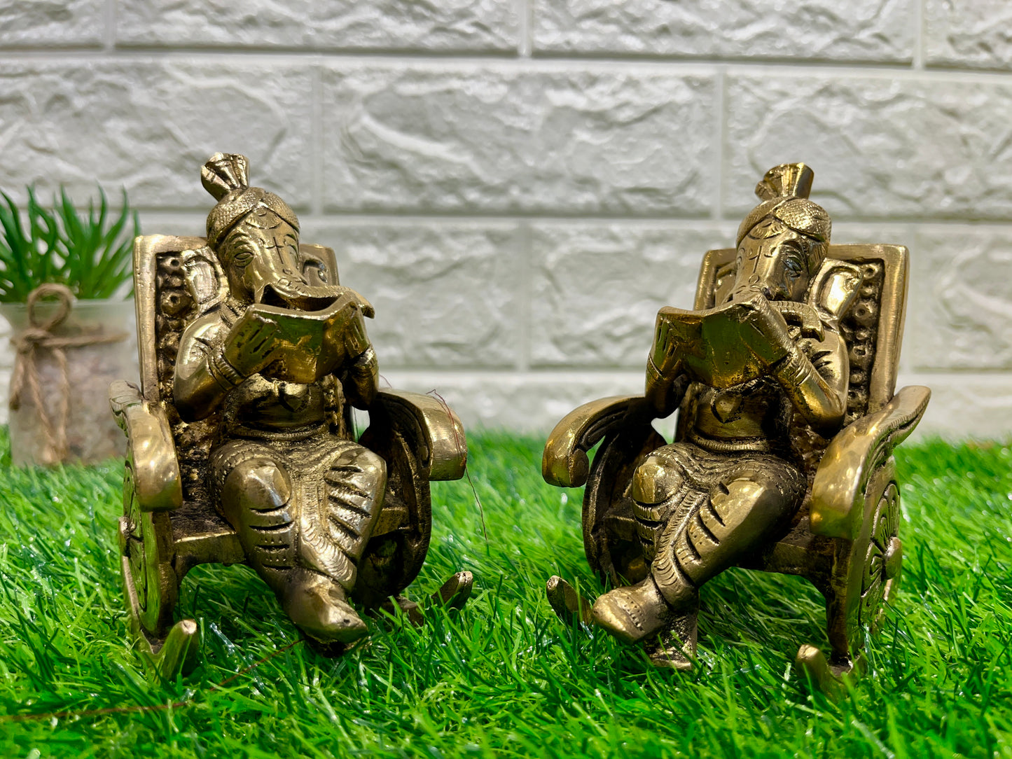 Brass Ganesh on Rocking Chair
