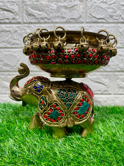 Traditional Brass Elephant Urli