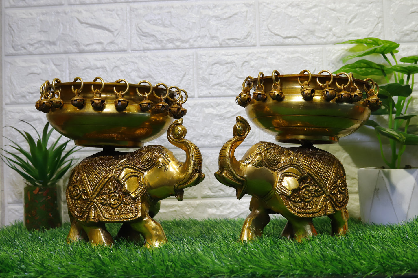 Traditional Brass Elephant Urli