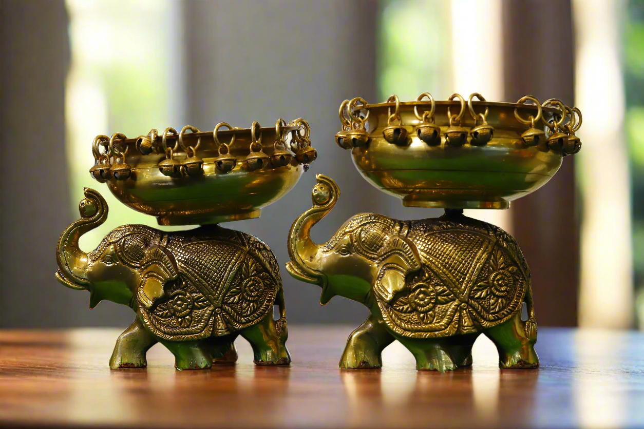 Traditional Brass Elephant Urli