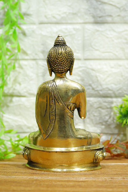 Lord Gautam Buddha Brass Statue in Sitting Aashrvid Mudra