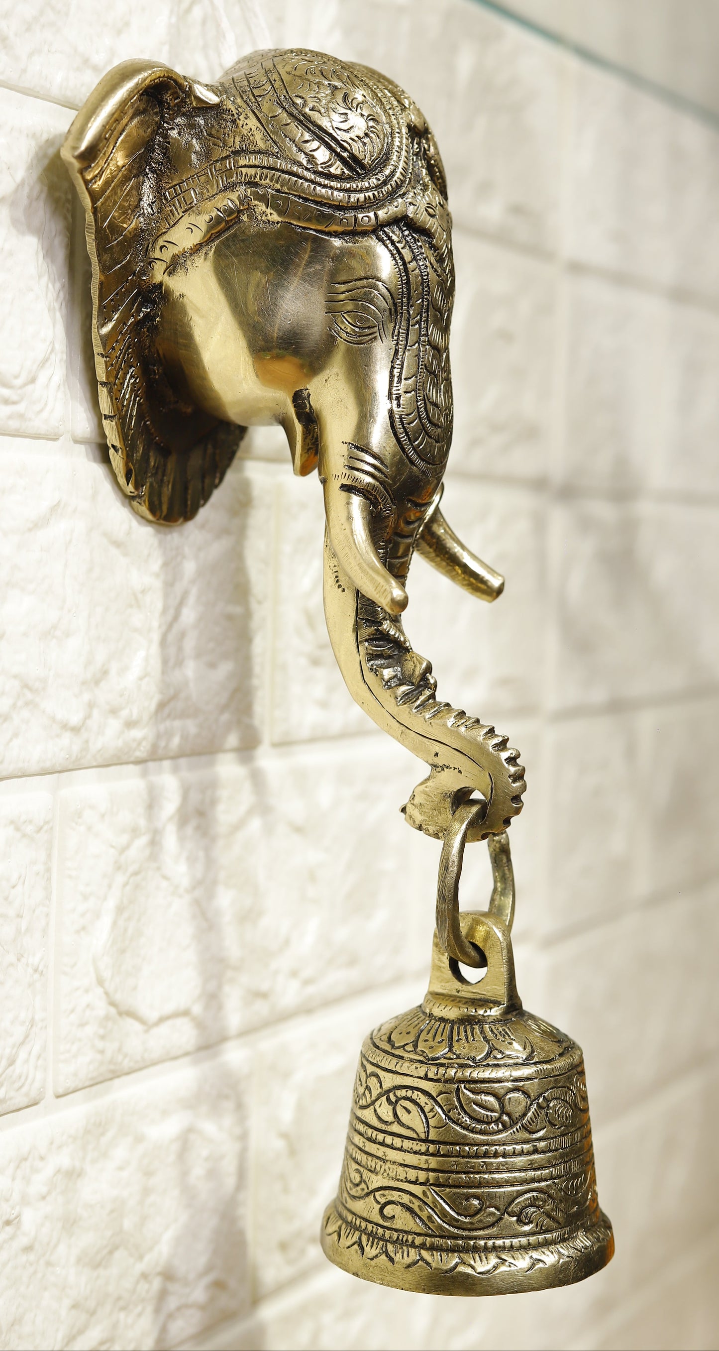 Brass Ganesha With Bell Wall Hanging