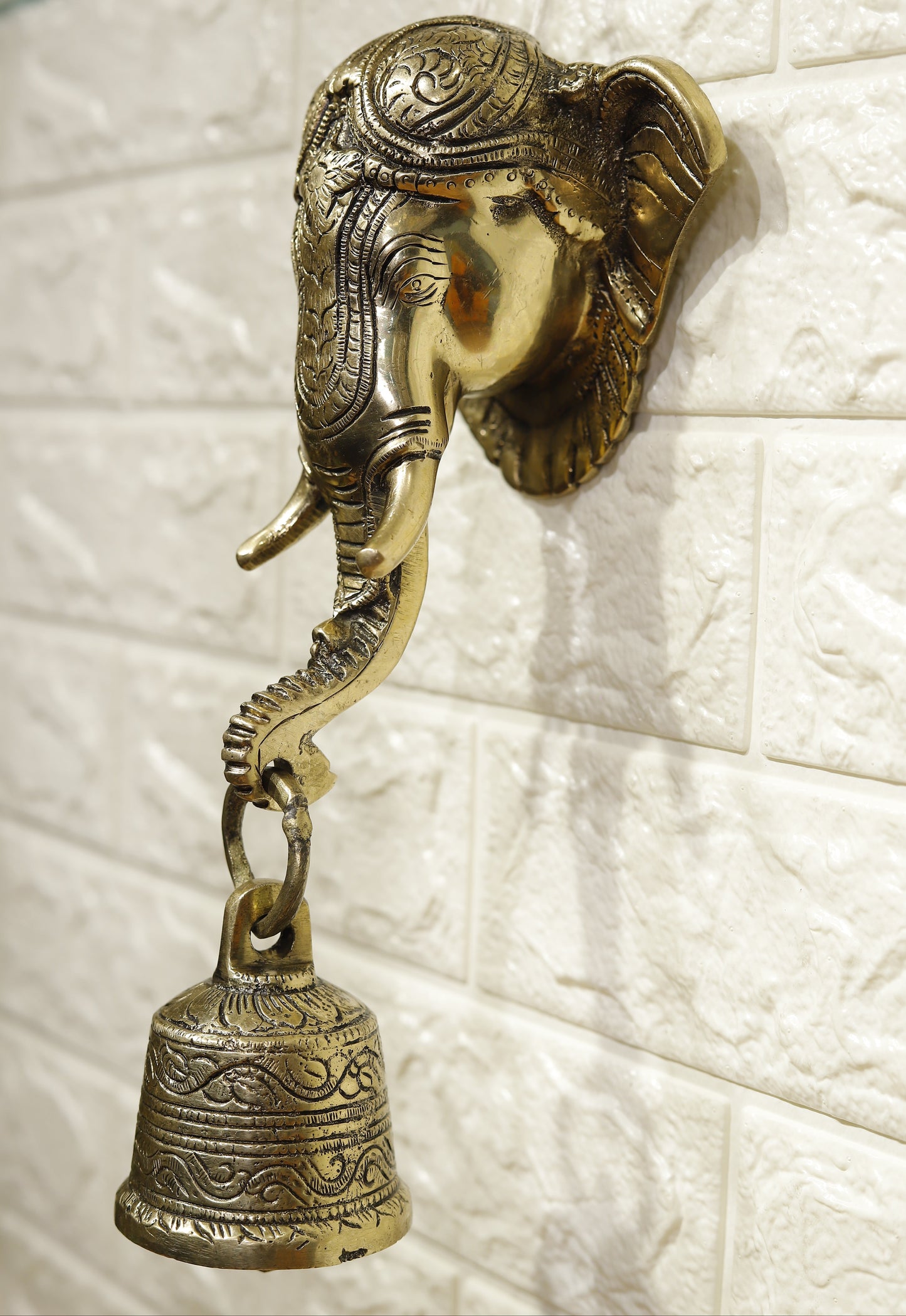 Brass Ganesha With Bell Wall Hanging