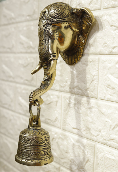 Brass Ganesha With Bell Wall Hanging